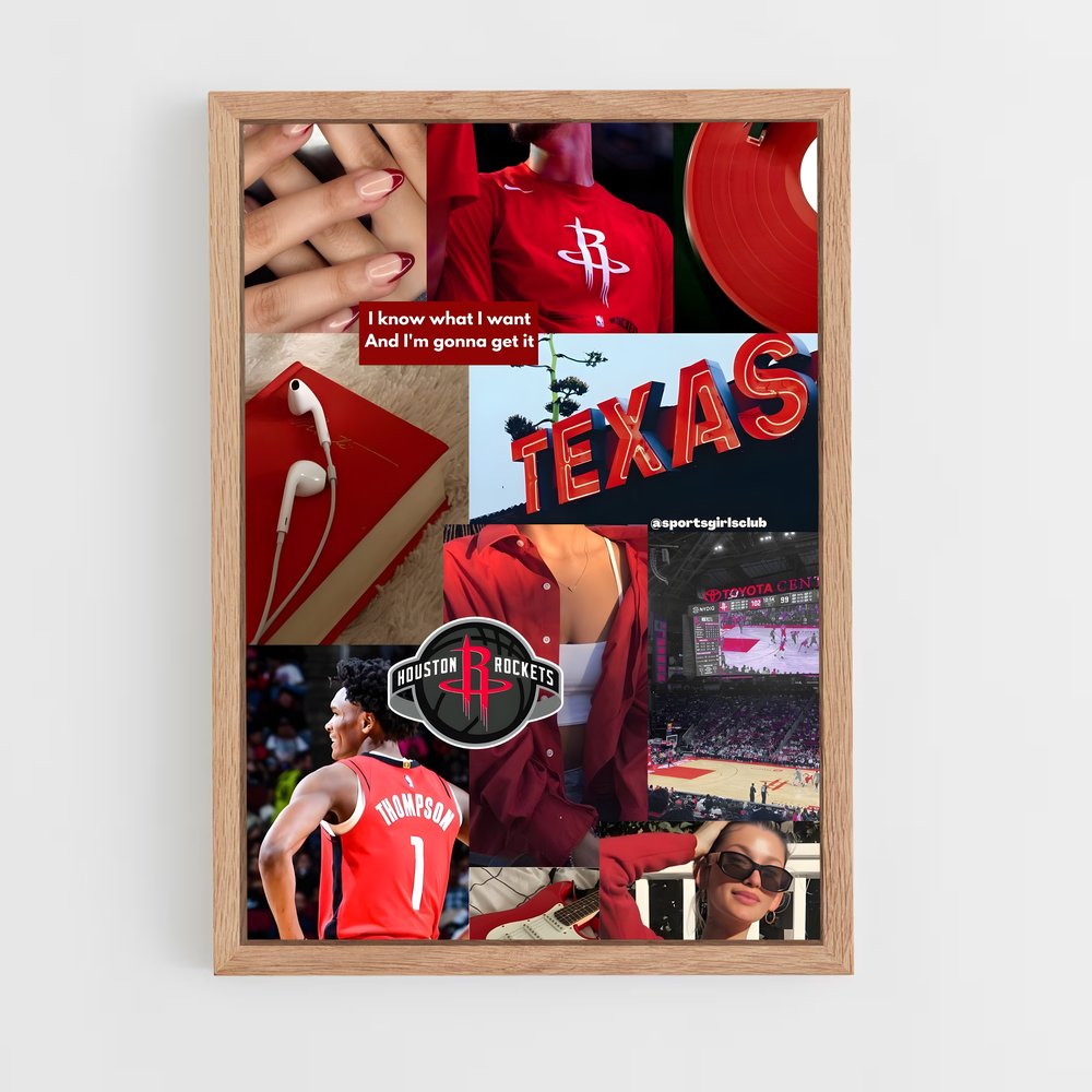 Poster Rockets en Rouge – affiche Basketball (vue 4)